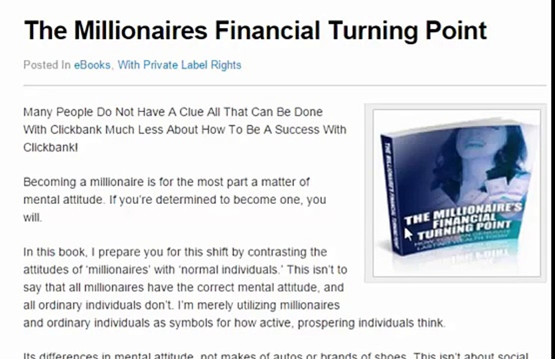 The Millionaires Financial Turning Point W/ Private Label Rights PLR