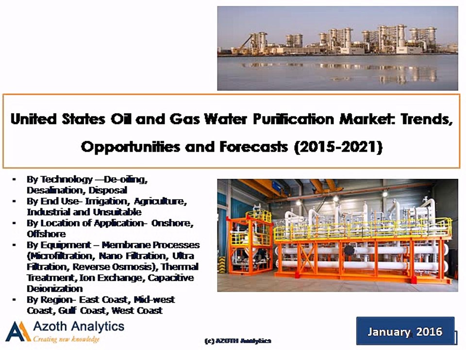 United States Oil and Gas Water Purification Market: Trends, Opportunities and Forecasts (2015-2021) - Azoth Analytics