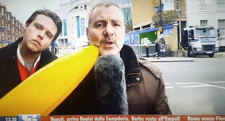 Italian TV Journalist Exacts His Revenge On Inflatable Banana-Wielding Football Fan