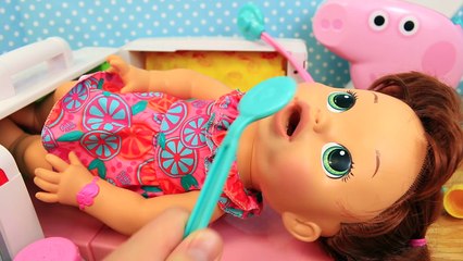 Download Video: Baby Alive Doll Sick! Goes To The Peppa Pig Hospital + Popo Ambulance & Carrying Case Disn