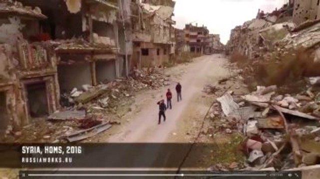 Ruslar Harabeye Dönen Humus'un Dronla Çekilen Görüntülerini Yayınladı
