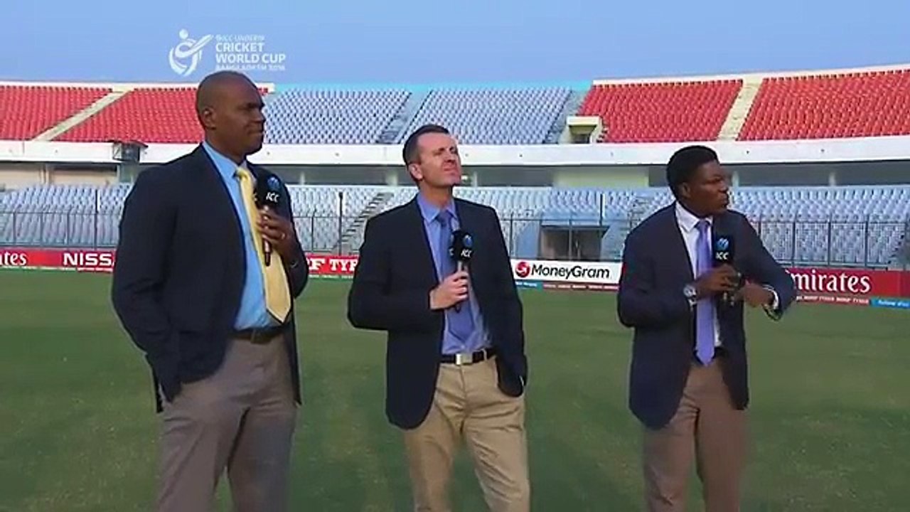 Ian Bishop, Cork, Mbangwa and Alan Wilkins having an emotional discussion on Mankad Incident ICC U19 WC 2016