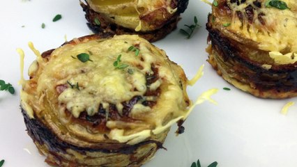Kartoffelgratin mit Käse in der Muffinform  Rezept