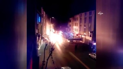 Özel halk otobüsüne molotoflu saldırı