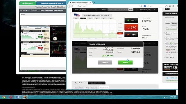 Binary Options Signals – Live Trading Room Screen Capture (Making Some Profits)