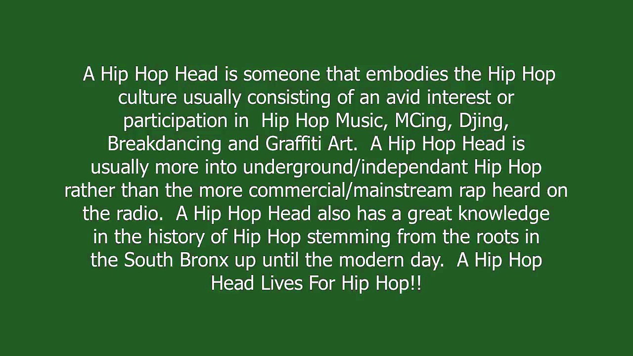 Hip Hop Head meaning and pronunciation video Dailymotion