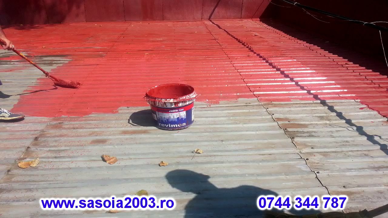 Reparatie acoperis tabla;Hidroizolatie lichida REVIMCA aplicata peste tabla cutata