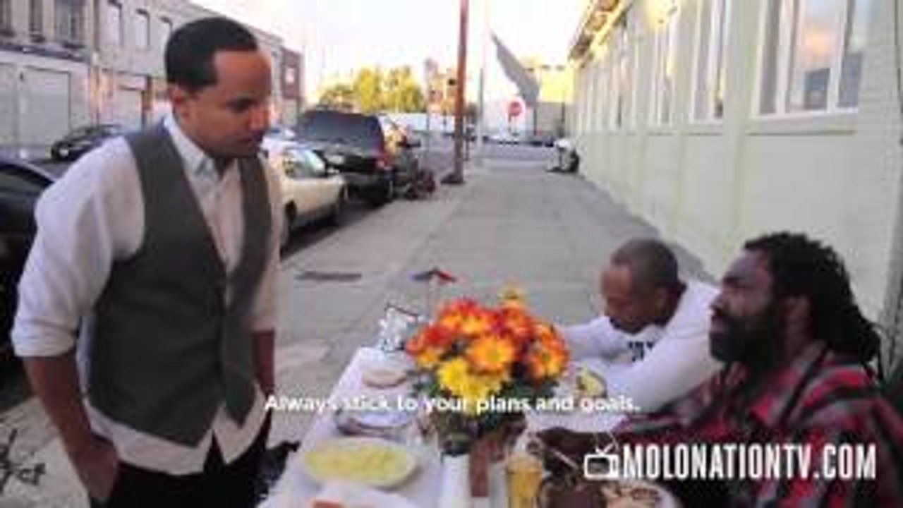 Having a Dinner with Homeless People - Thanksgiving