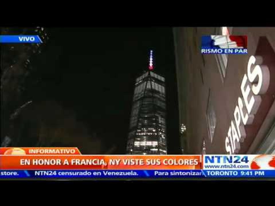 World Trade Center se ilumina con los colores de la bandera de Francia tras atentados