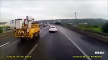 Truck flips and cammer gets rear ended