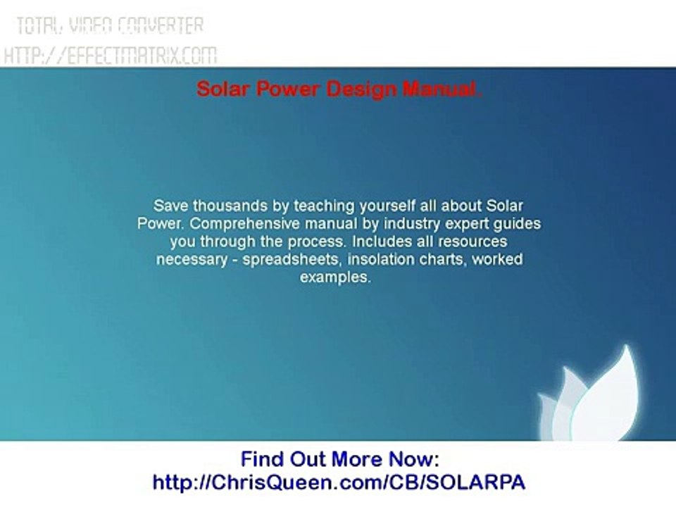 Solar Power Design Manual.