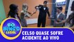 Celso Portiolli quase sofre acidente ao vivo