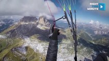 Paraglider Sail Across the Beautiful Italian Dolomites