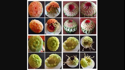 Chuncarve Fruit Platters & garnishes (แกะแคนตาลูปแต่งจาน)