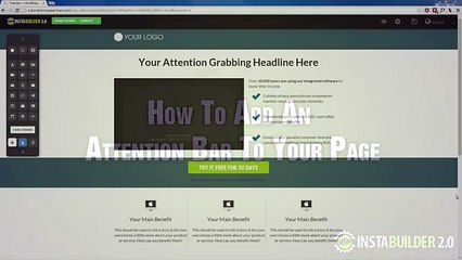 InstaBuilder 2.0 | How to Add An Attention Bar To Your Page