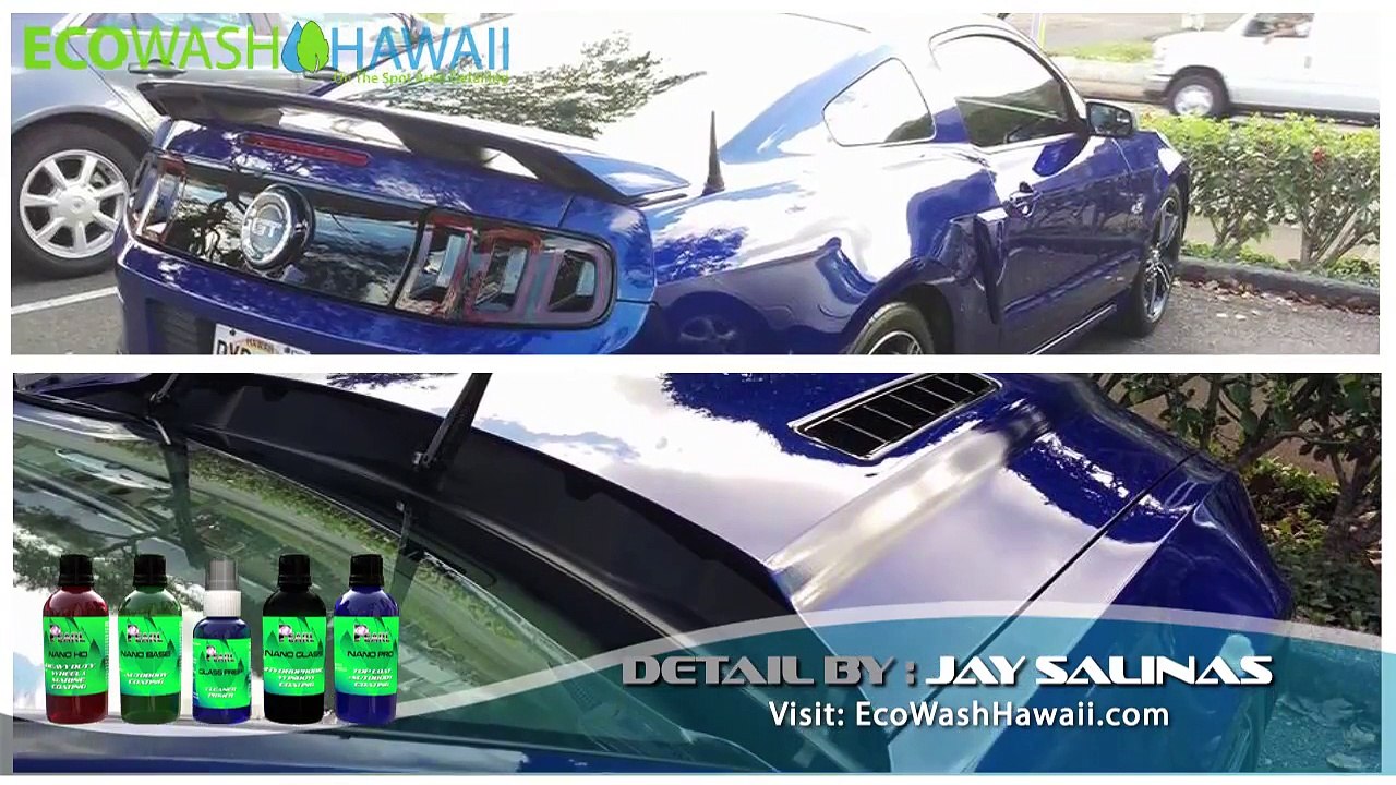 The Ceramic Coating of Pearl Nano products Polished into the Mustang by jay from Eco Wash Hawaii