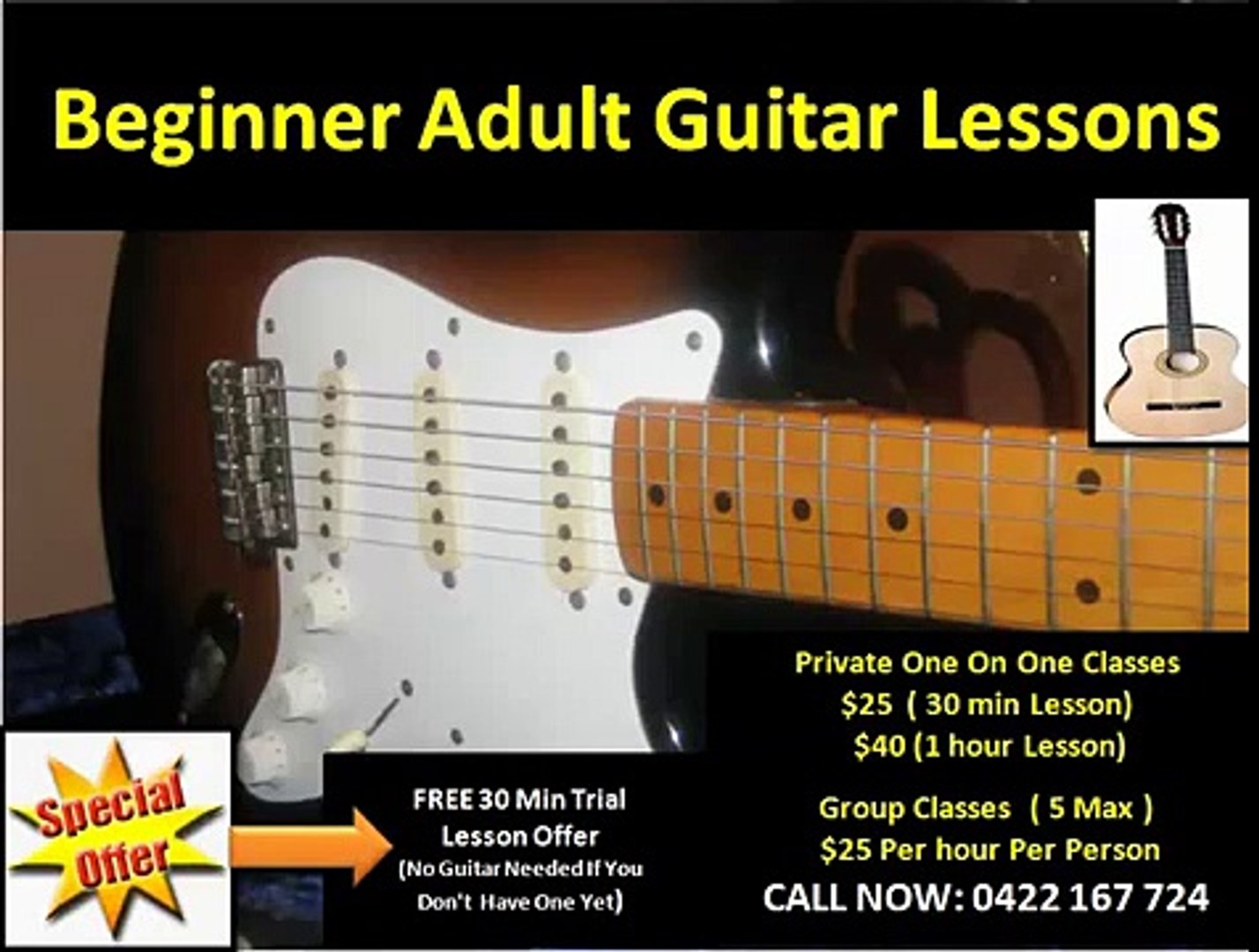 Beginner Adult Guitar Lessons Perth 0422 167 724 - video dailymotion