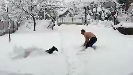 man is playing with ice so nice video