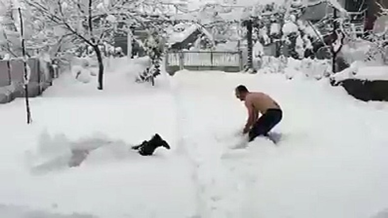 man is playing with ice so nice video