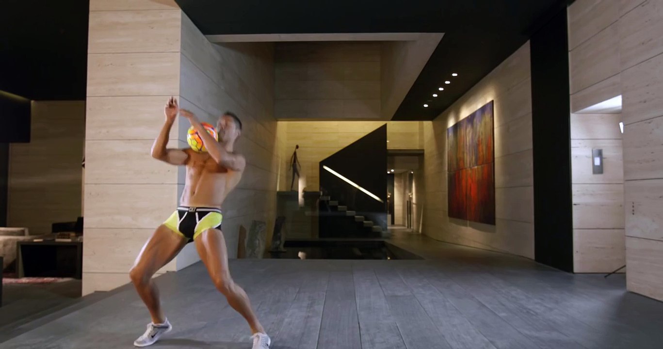 Cristiano Ronaldo Juggles Football Wearing Nothing But An Underwear And A Pair Of Sneakers