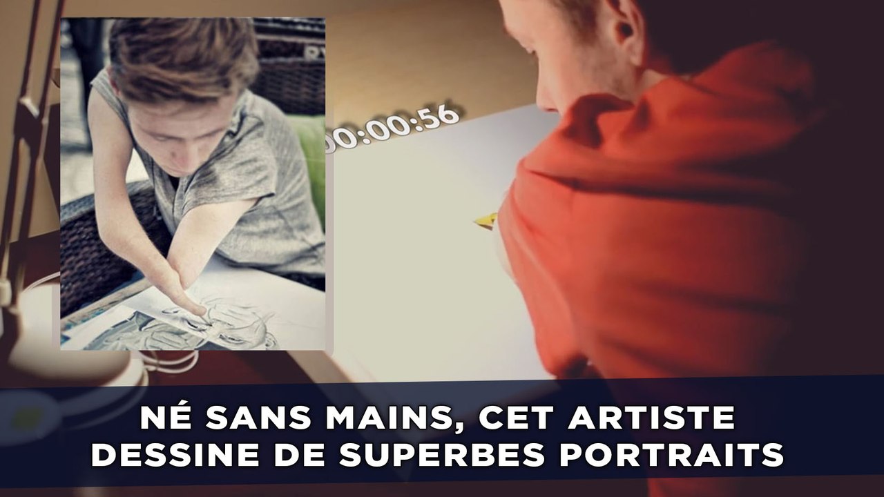 Né sans mains, cet artiste dessine de superbes portraits