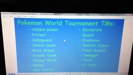 Pokemon Black/White2 TM Locations from the Pokemon World Tournament.
