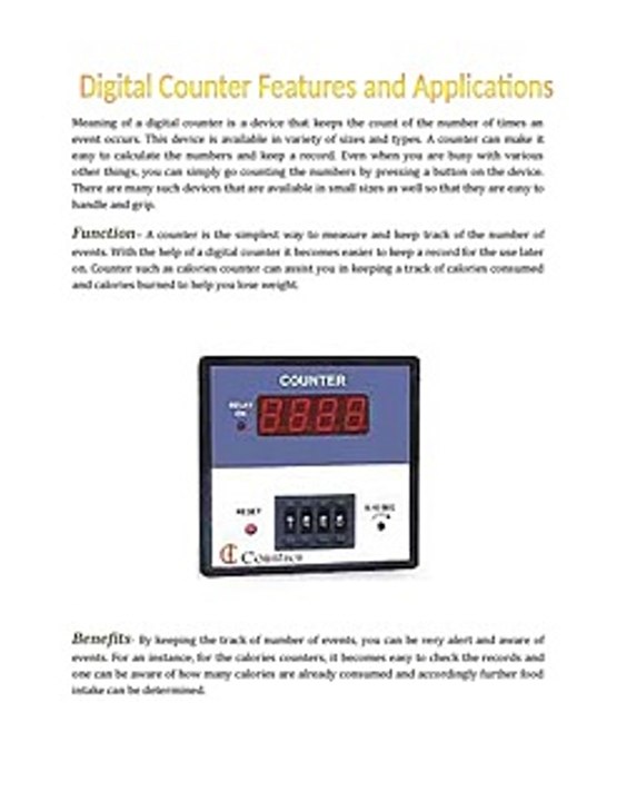 Digital Counter Features and Application