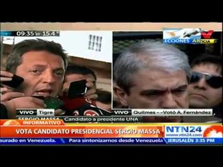 Candidato presidencial Massa sale a votar y asegura que la jornada transcurre en tranquilidad