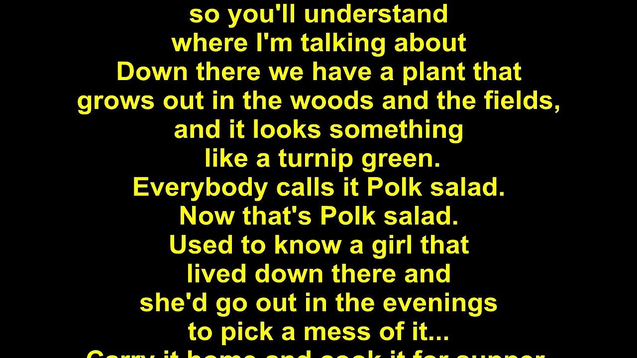 Elvis Presley – Polk Salad Annie Lyrics