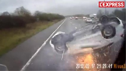 Une famille sort indemne d'un impressionnant accident de la route