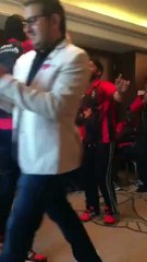 Umar Akmal and Chris Gayle dance in Dressing Room during PSL