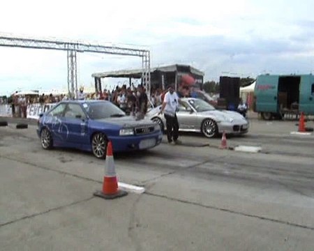 Audi S2 Coupe [10.08@231] Vs. Porsche 996 Turbo Drag Race