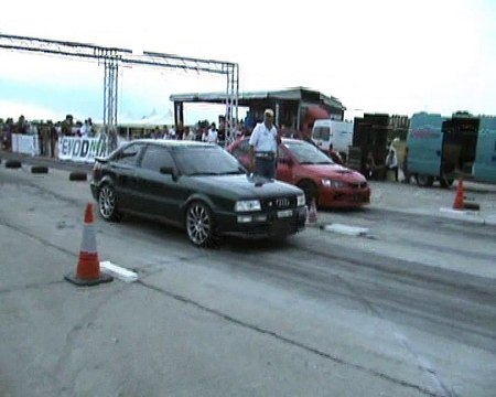 Audi S2 Coupe [RT] Vs. Mitsubishi Lancer EVO IX Drag Race