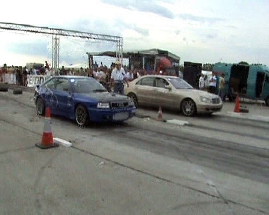 Audi S2 Coupe Vs. Mercedes S 600 Brabus BiTurbo Drag Race