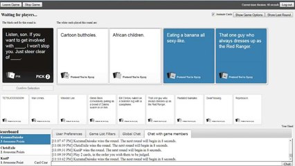 What's the most Emo? ... Menstruation - Cards Against Humanity