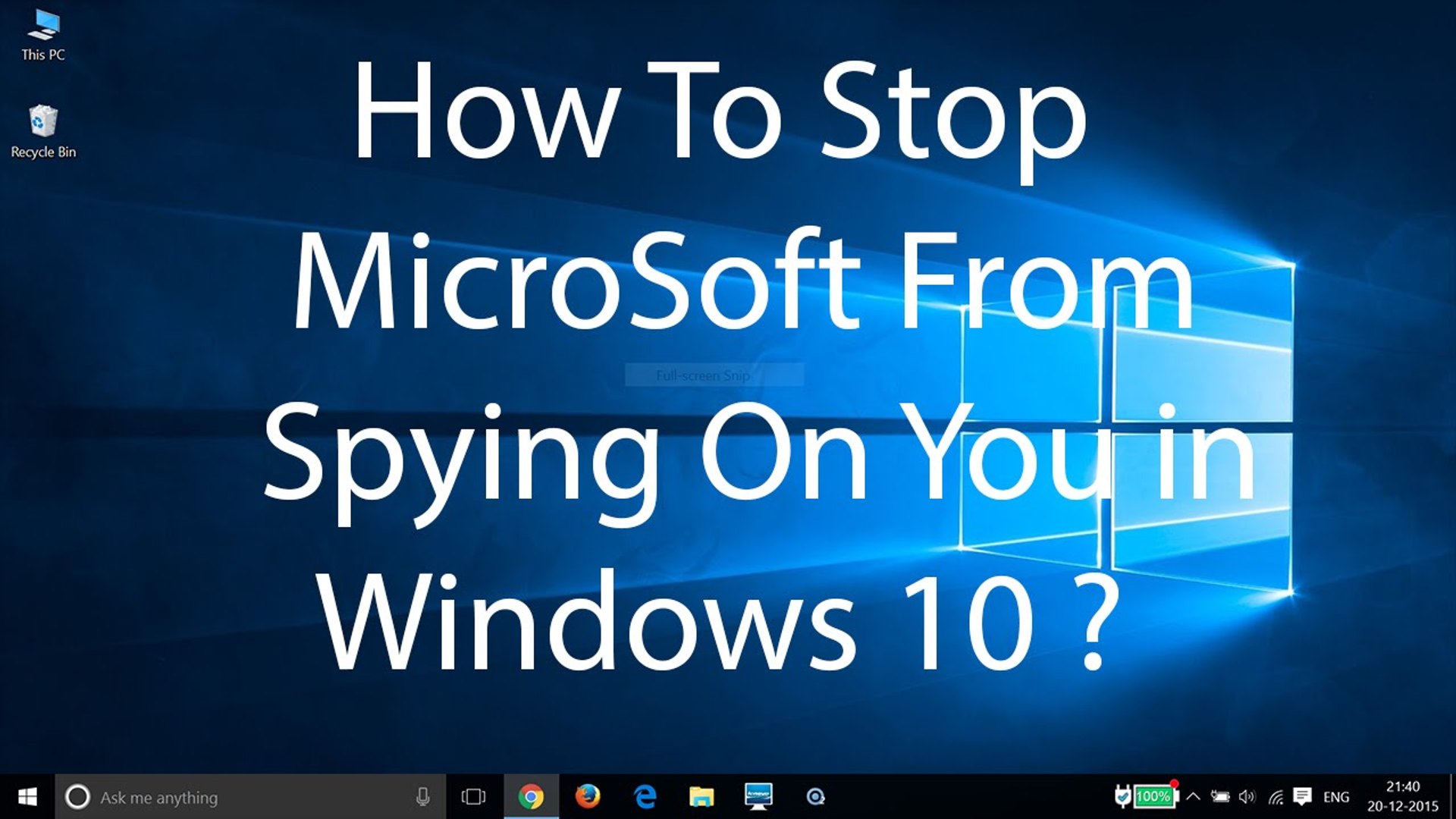 ⁣How To Stop Microsoft From Spying On You In Windows 10 ?