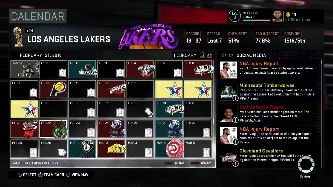 NBA 2K16 PS4 Lakers MyGM Ep.4 - February 2016 (Making Trades And Players Coming Back From Injury) - HD