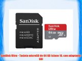SanDisk Ultra - Tarjeta microSD de 64 GB (clase 10 con adaptador SD)