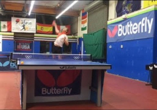 Man Shows Off His Table Tennis Trick Shot Skills