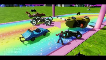 Spiderman, Captain America Disney Princess Merida Kids Games with Cars Toys Songs