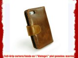 Tuff-Luv - Funda/cartera en piel 'Vintage' para Apple iPhone 5 (con protector de pantalla)