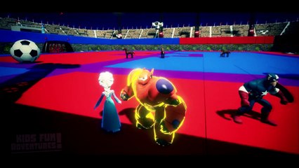 Baymax Disney Big Hero 6 Frozen princess and Captain America Play Time Music Children Song