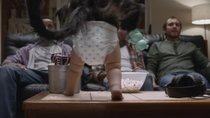 A "Puppy / Monkey / Baby" horrible thing dances in new Mountain Dew's Super Bowl 50 commercial
