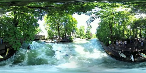 360 Degree River Surfing Eisbach Munich