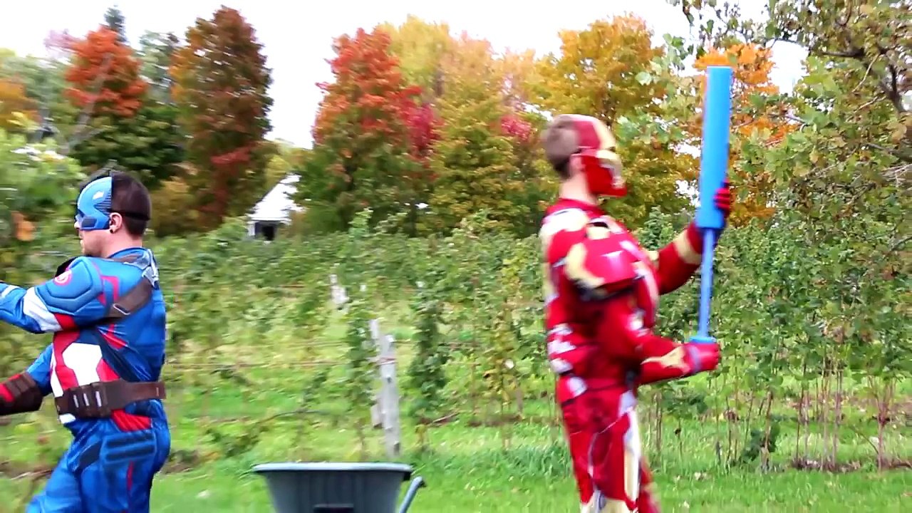 Iron Man vs Captain America in Real Life Battle! Superhero Fights - Playtime & Fun with Water Guns