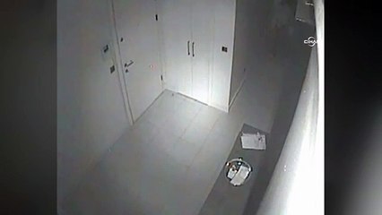 Hırsızların para kasasını sürükleme anı kamerada