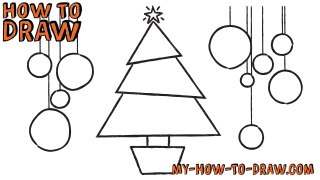 How to draw a Christmas Tree Card - Easy step-by-step drawing tutorial