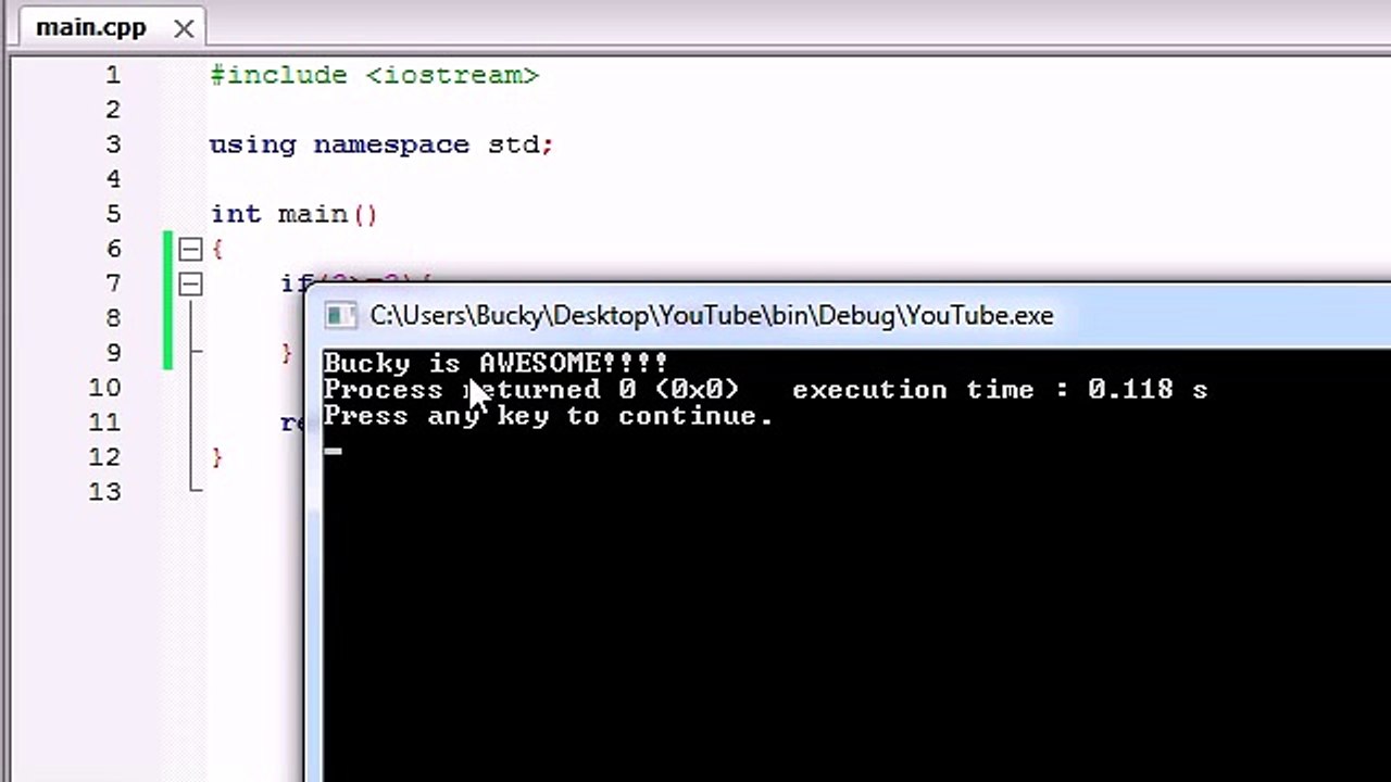 Buckys C++ Programming Tutorials - 8 - if Statement