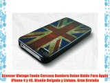 Xcessor Vintage Funda Carcasa Bandera Reino Unido Para Apple iPhone 4 y 4S. Diseño Delgado