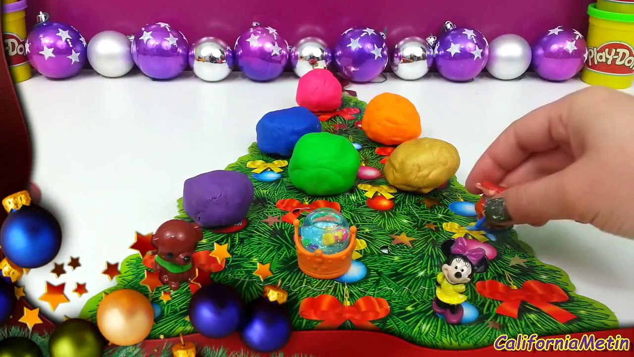 Play Doh Surprise Eggs Christmas Tree Peppa Pig Dora Minnie Mouse Asterix